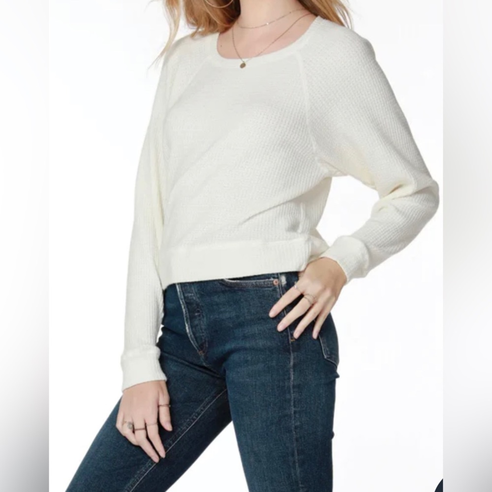 NWT bobi Waffle Boat Neck Raglan Long Sleeve Tee White - Size XS